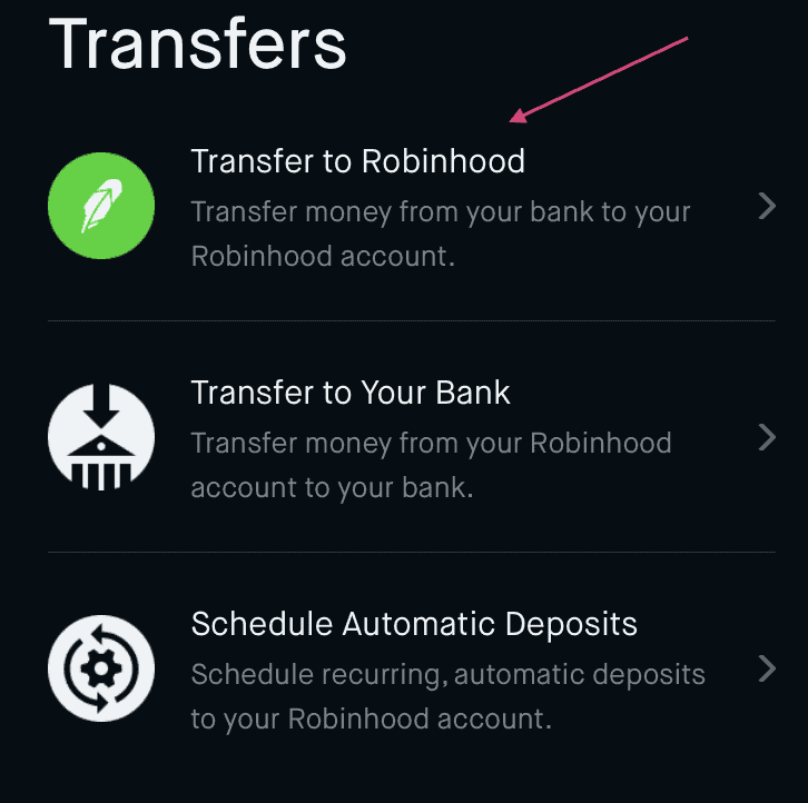 how to transfer money from robinhood to binance